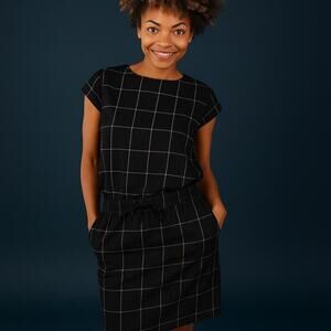 Albion Going Places Window Pane Nylon Women’s Mini Dress Size Large Pockets